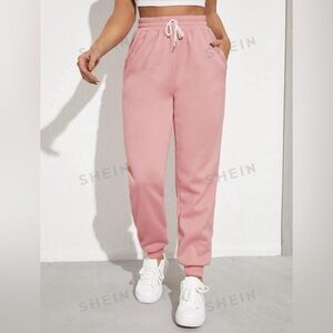 SHEIN EZwear Solid Drawstring Waist Slant Pocket Sweatpants
